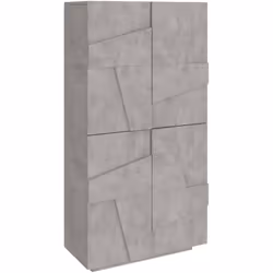 MODERN SHOE RACK: Meuble à chaussures moderne à quatre portes battantes avec un dessin géométrique en relief à l'extérieur, l ...