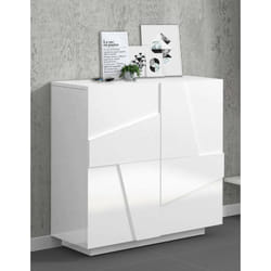 Dmora - tagère à chaussures moderne, Made in Italy, avec 2 portes, Étagère à chaussures d'entrée, Meuble polyvalent, 81x38h86 cm, Couleur blanc