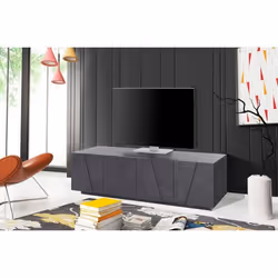 Dmora Meuble TV de salon Made in Italy Meuble TV avec 4 portes avec détail 162x44h46 cm couleur Gris ardoise