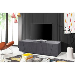 Dmora Meuble TV de salon Made in Italy Meuble TV avec 4 portes avec détail 162x44h46 cm couleur Gris ardoise