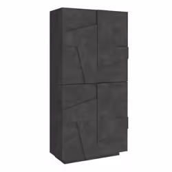 MODERN SHOE RACK: Meuble à chaussures moderne à quatre portes battantes avec un dessin géométrique en relief à l'extérieur, l ...
