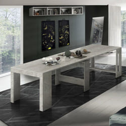 Table à manger moderne, Made in Italy, Console extensible jusqu'à 12 places, avec support d'extension,51x90h77 cm (jusqu'à 300 cm) couleur Ciment,