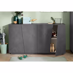 BUFFET MODERNE : Buffet design pouvant servir de meuble TV de salon, buffet moderne à quatre portes asymétriques - Entièremen ...