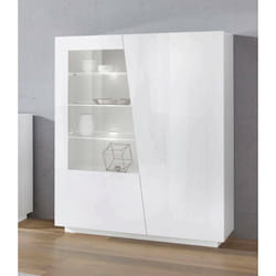 Dmora - Vitrine moderne avec porte vitrée, Made in Italy, avec lumière led blanche, Buffet avec étagères, Vitrine de salon, 120x43h146 cm, couleur