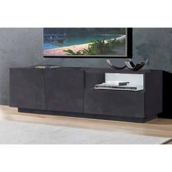 Dmora Meuble TV de salon Made in Italy Meuble TV avec 2 portes et 1 tiroir cm 150x43h46 couleur Gris ardoise