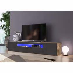 Dmora Meuble TV de salon en bois dérable et ardoise