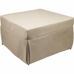 Pouf convertible en lit en tissu beige - DMORA - Dimensions 78x78x45 - Matelas en mousse polyuréthane de 10cm