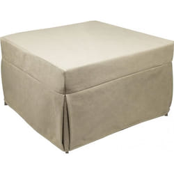 Pouf convertible en lit en tissu beige - DMORA - Dimensions 78x78x45 - Matelas en mousse polyuréthane de 10cm