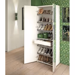 Dmora Meuble à chaussures Tarassaco Meuble à chaussures moderne avec 6 étagères Cm 72x37h195 Blanc et Béton