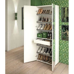 Dmora Meuble à chaussures Tarassaco Meuble à chaussures moderne avec 6 étagères Cm 72x37h195 Blanc et Béton