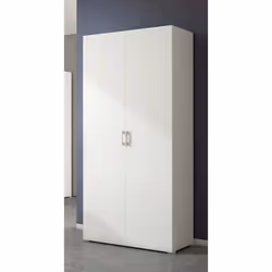 Dmora - Armoire polyvalente Alisso 2 portes 90x45h195 cm Blanc Panneau effet bois