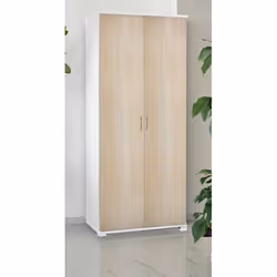 Dmora - Armoire polyvalente Alisso 2 portes 90x45h195 cm Chêne Blanc Panneau effet bois