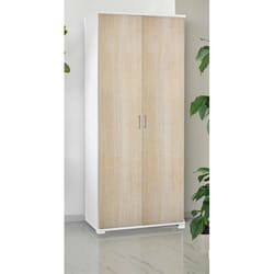 Dmora - Armoire polyvalente Alisso 2 portes 90x45h195 cm Chêne Blanc Panneau effet bois