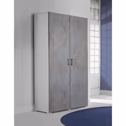 Dmora - Armoire polyvalente Alisso 2 portes 90 x 45 x 195 cm Ciment Blanc Panneau effet bois