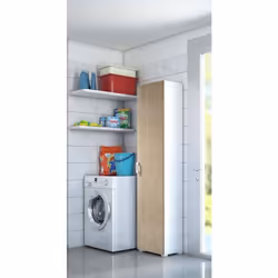 Dmora - Armoire polyvalente 1 porte Aquilegia 45x45h195 cm Chêne Blanc Panneau effet bois