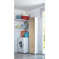 Dmora - Armoire polyvalente 1 porte Aquilegia 45x45h195 cm Chêne Blanc Panneau effet bois