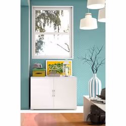 Dmora - Armoire polyvalente Bucaneve 2 portes 90x45h66 cm Blanc Panneau effet bois