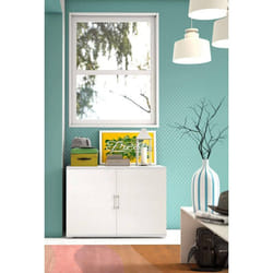 Dmora - Armoire polyvalente Bucaneve 2 portes 90x45h66 cm Blanc Panneau effet bois