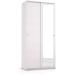 Dmora Armoire Tulipano, Armoire avec 2 portes coulissantes et miroir, Armoire avec tringle à vêtements et étagères, Fabriqué en Italie, Cm 90x45h195,
