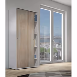 Dmora - Armoire 2 portes Dalia 90x45h195 cm Chêne Blanc Panneau effet bois