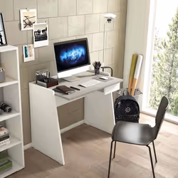 Dmora - Bureau Calendula 90x60h80 cm Blanc Ciment Panneau effet bois