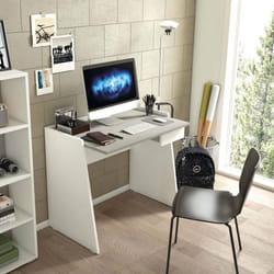 Dmora - Bureau Calendula 90x60h80 cm Blanc Ciment Panneau effet bois