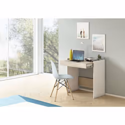 Dmora - Bureau Clématite 80x40h79 cm Blanc Chêne Panneau effet bois