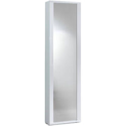 Dmora - Meuble à chaussures Datura, Mobilier de salle polyvalente avec porte miroir, Meuble à chaussures moderne avec 7 étagères, Fabriqué en Italie,