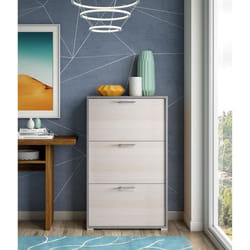Dmora Meuble à chaussures moderne avec 3 portes battantes Meuble à chaussures dentrée 67x18h112 cm couleur Mélèze