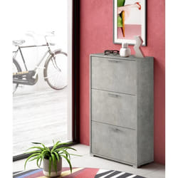 Dmora Meuble à chaussures moderne avec 3 portes battantes 67x28h112 cm Couleur ciment