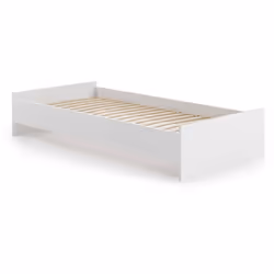 LIT SIMPLE - Structure pour lit simple avec lattes, entièrement de couleur blanche. STRUCTURE ET UTILISATION - Lit simple, pa ...