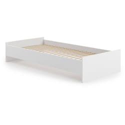 Dmora - Lit simple moderne avec tête de lit, lit simple adapté à un matelas 90x190 cm, coloris blanc, avec emballage renforcé