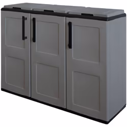 WASTE CABINET - Armoire à déchets à trois portes pour la collecte différenciée de trois types, entièrement grise. STRUCTURE E ...
