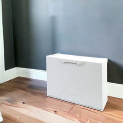 Dmora - Porte-chaussures en polypropylène à effet de rotin avec 1 ensemble modulaire en bordure d'inclinaison ou externe, 100% Made in Italy,51x18h40