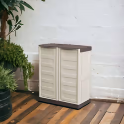ARMOIRE POLYVALENTE - Armoire polyvalente à deux portes et une étagère intérieure, entièrement de couleur beige. STRUCTURE ET ...