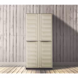 ARMOIRE - Armoire à balais - ARMOIRE - Armoire à balais avec deux portes et trois étagères internes, entièrement de couleur b ...