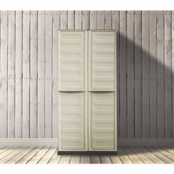 Dmora - Armoire extérieure ou intérieure, 2 portes et 3 niveaux en polypropylène, 100% Made in Italy, 70x39h165 cm, couleur beige, avec emballage