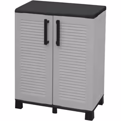 ARMOIRE POLYVALENTE - Armoire polyvalente à deux portes et une étagère réglable réglable avec structure surélevée sur pieds,  ...