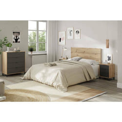 Dmora - Table de chevet Birmingham 160 x 60 x 25 cm nœuds de chêne anthracite Panneau effet bois