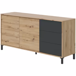 BUFFET HAUT CONCORD - Buffet moderne avec 2 portes et 3 tiroirs, Buffet du salon, Meuble TV, Buffet pour le salon, cm 154x41h ...