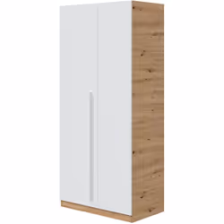 ARMOIRE ABILENE - Armoire de chambre avec 2 portes battantes, Armoire avec 3 étagères et barre de cintre, cm 90x52h200, Chêne ...
