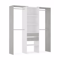 GRANDE GARDE-ROBE - Structure pour dressing, Armoire ouverte sans portes, 179x50h202 cm, Blanc et Ciment. STRUCTURE ET UTILIS ...