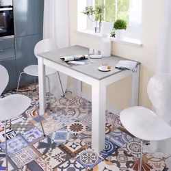 Dmora Table fixe Lowell Table de salle à manger Table console moderne pour salon ou cuisine cm 109x67x78 Blanc et Ciment
