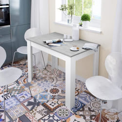Dmora Table fixe Lowell Table de salle à manger Table console moderne pour salon ou cuisine cm 109x67x78 Blanc et Ciment