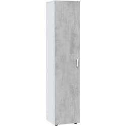 Dmora - Armoire à usages multiples Dmana, Armoire auxiliaire avec 1 porte et 3 étagères, Armoire moderne, Meuble colonne haute, 41x37h182 cm, Ciment