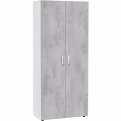 ARMOIRE À USAGES MULTIPLES IRVINE - Armoire auxiliaire à 2 portes, Armoire avec 2 portes et 3 étagères, cm 80x37h182, Ciment  ...