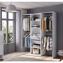 VESTIAIRE DJAJAL - Structure pour dressing, Armoire ouverte sans portes, Dressing, cm 179x50h202, Blanc et Gris. STRUCTURE ET ...