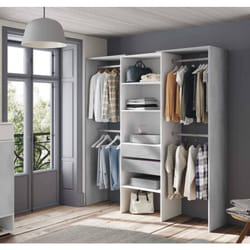 Vestiaire Djajal, Structure pour dressing, Armoire ouverte sans portes, Dressing, 179x50h202 cm, Blanc et Gris - Dmora
