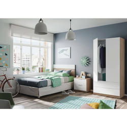 Dmora - Vestiaire Worcester, Armoire de chambre avec 2 portes et 2 tiroirs, Armoire avec barre de cintre, cm 82x52h180, Blanc et Chêne