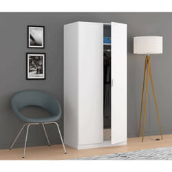 Vestiaire Orange, Armoire de chambre avec 2 portes battantes, Meuble de chambre avec 1 étagère et tringle à vêtements, cm 82x52h180, Blanc - Dmora